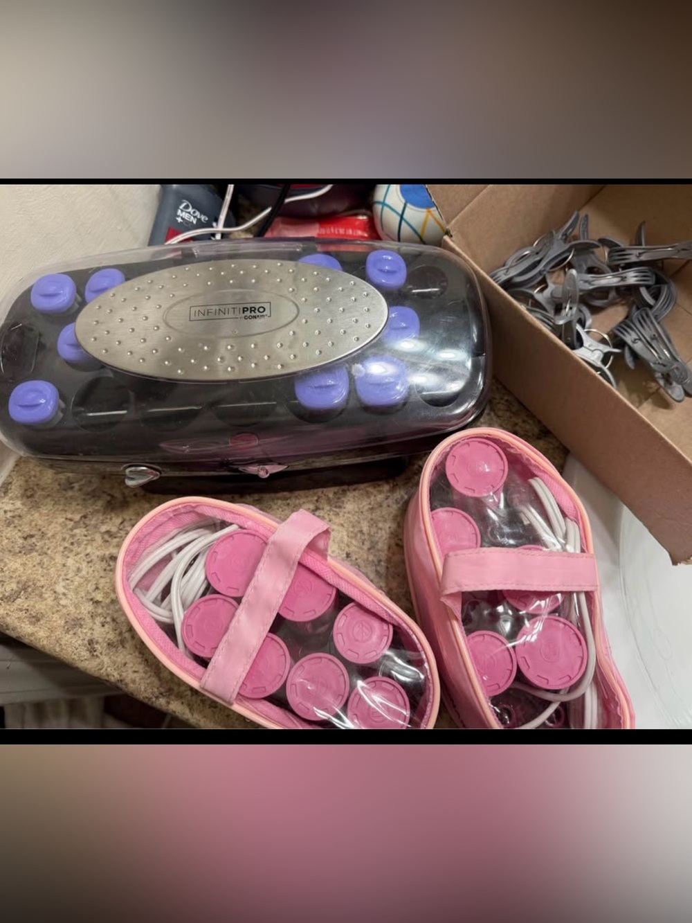 Conair electric hair curlers comes with clips and 3 pack of new huge curlers